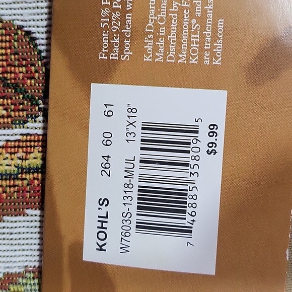 NWT Set Of 4 Croft and Barrow Fall Table Placemats Turkey and Leaves - Picture 5 of 5